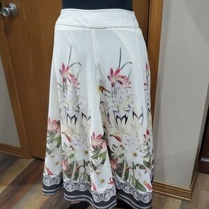 Soft Surroundings Pink and Cream A-Line Midi Skirt Resort Wear